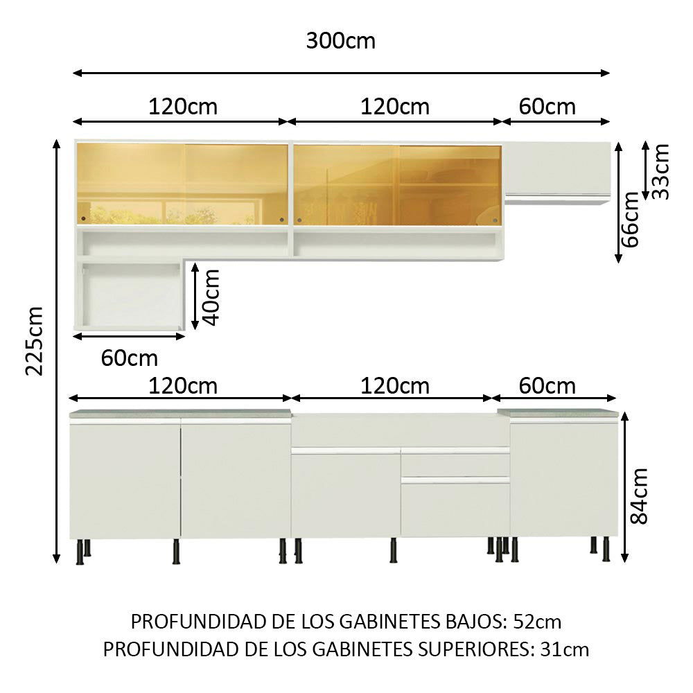 Cocina Integral Verona 3.00 Metros SR Blanco