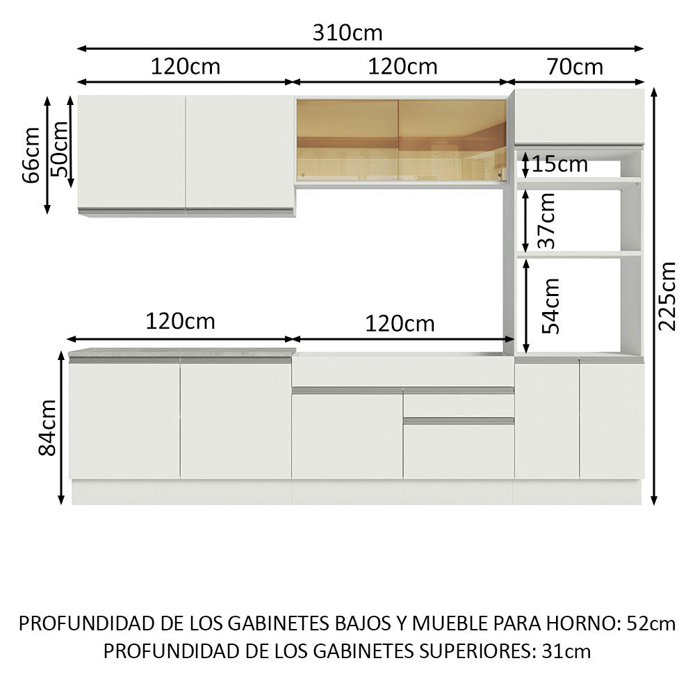 Cocina Integral Glamy 3.10 Metros Blanco 01