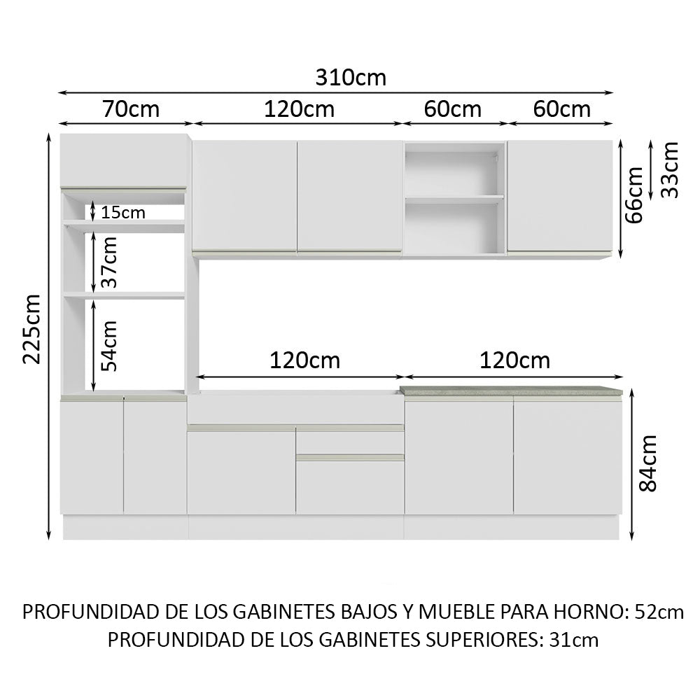 Cocina Integral Glamy 3.10 Metros Blanco 02