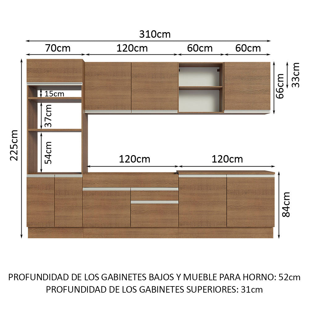 Cocina Integral Glamy 3.10 Metros Marrón 02