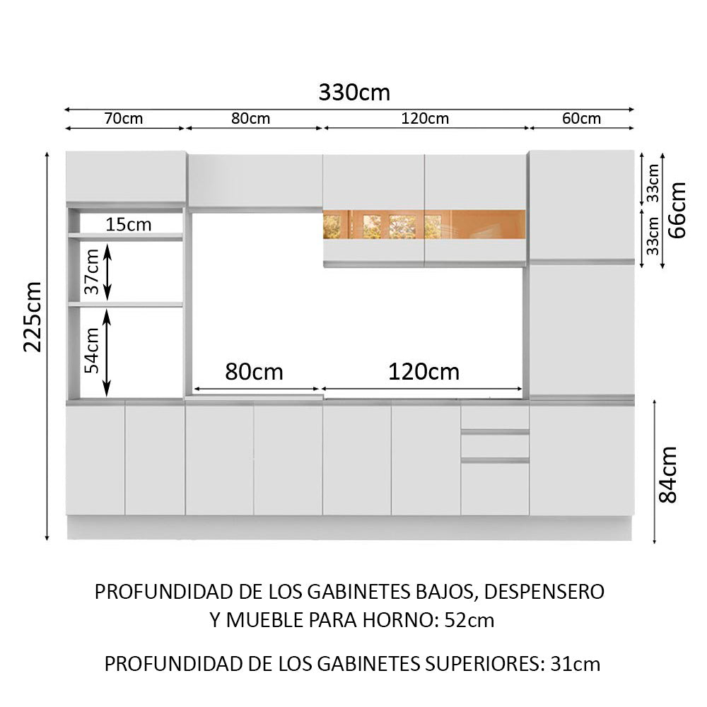 Cocina Integral Roma 3.30 Metros Blanco