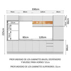 Cocina Integral Roma 3.30 Metros Blanco