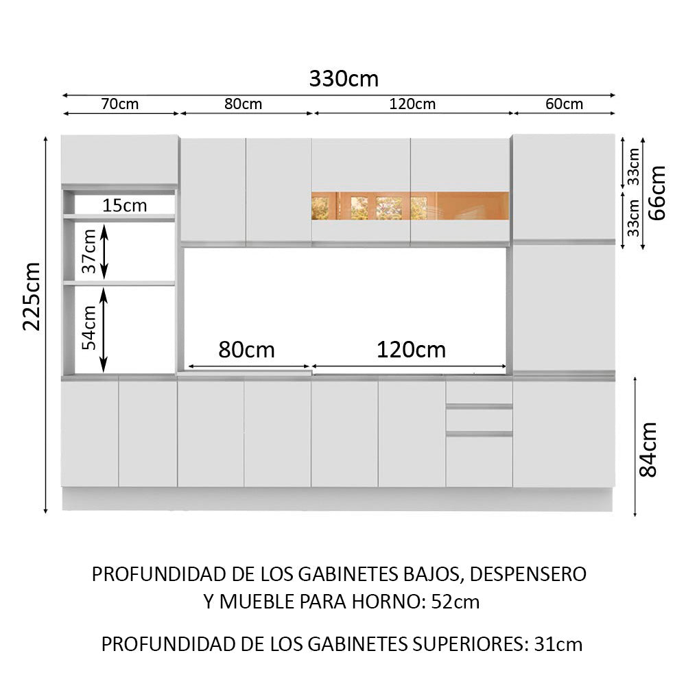Cocina Integral Olimpia 3.30 Metros Blanco