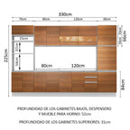 Cocina Integral Olimpia 3.30 Metros Blanco/Marrón