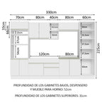 Cocina Integral Glamy 3.30 Metros Blanco