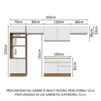 Cocina Integral Glamy 3.50 Metros Marrón/Blanco