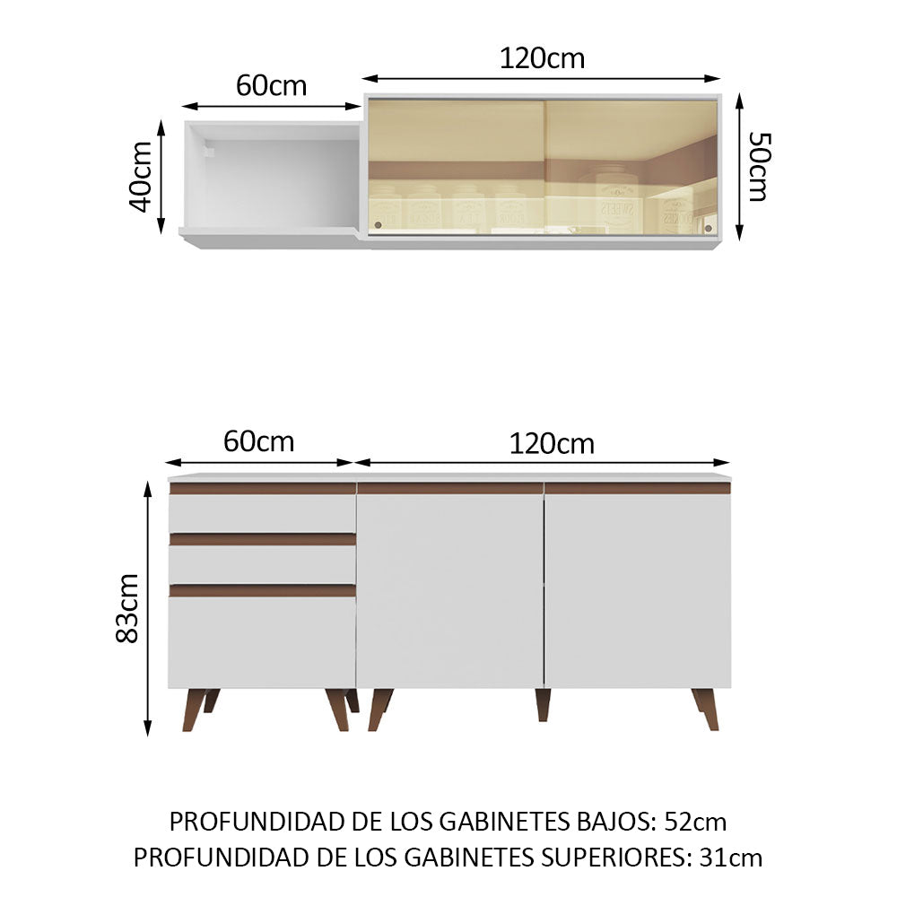 Cocina Integral Reims 1.80 m con Encimera Blanco 01