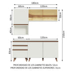 Cocina Integral Reims 1.80 m con Encimera Blanco 02