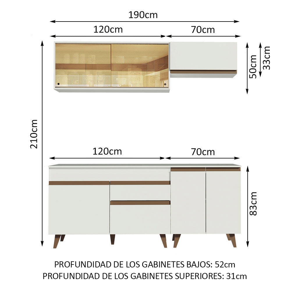 Cocina Integral Reims 1.90 m con Encimera Blanco 01