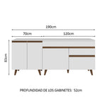 Kit 2 Muebles de Cocina Bajos Reims 1.90 m con Encimera - Blanco