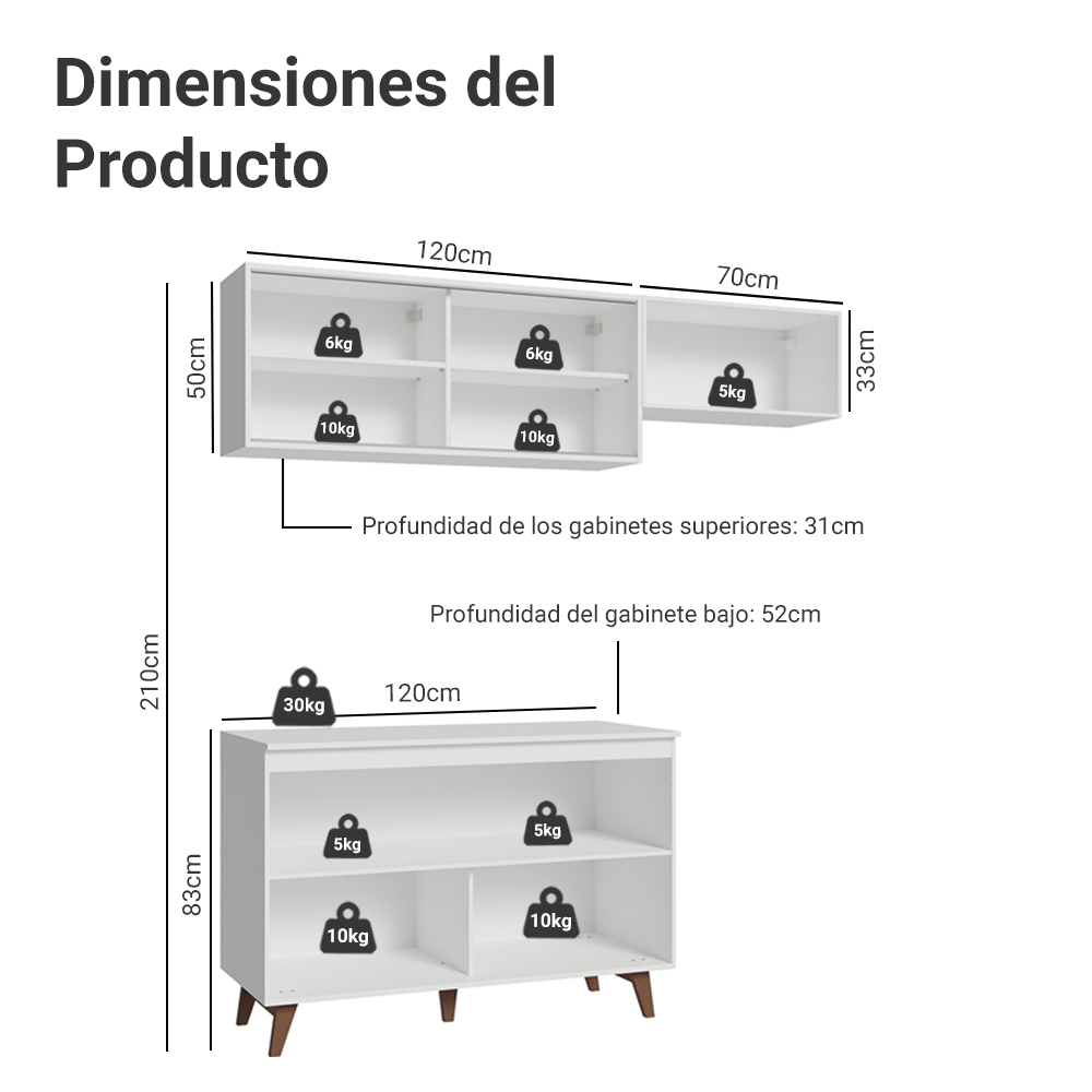 Cocina Integral Reims 1.90 m con Encimera Blanco 09