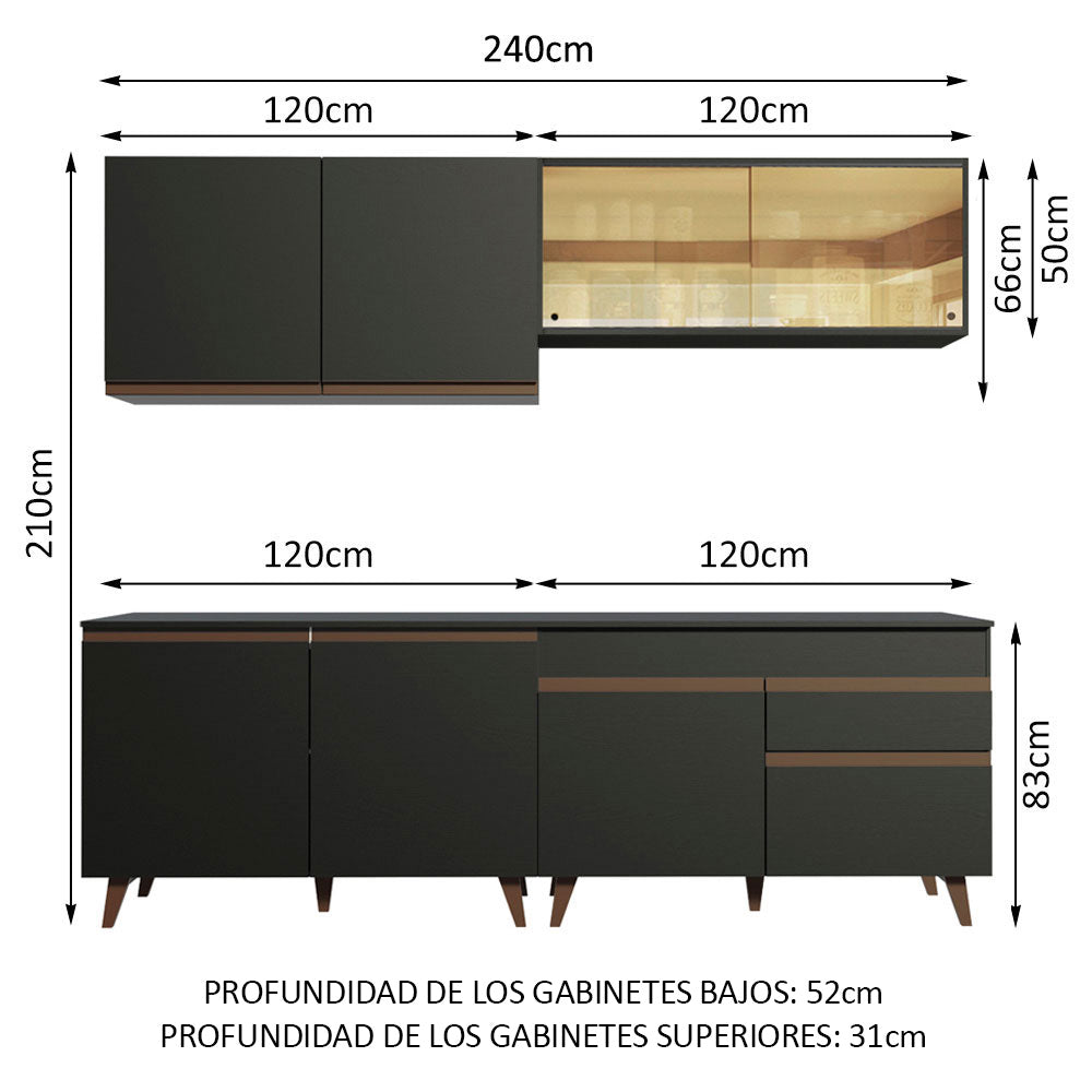 Cocina Integral Reims 2.40 m con Encimera Negro 01