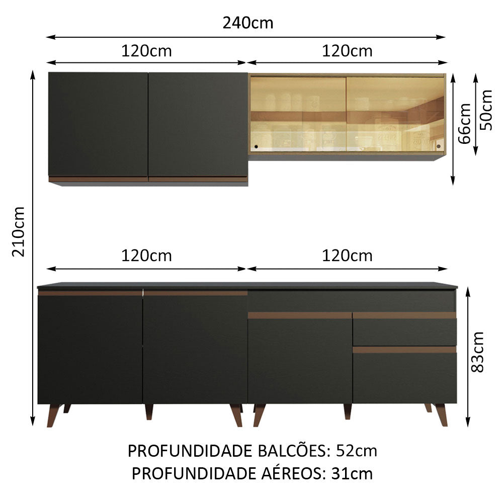 Cocina Integral Reims 2.40 m con Encimera Negro/Marrón 01