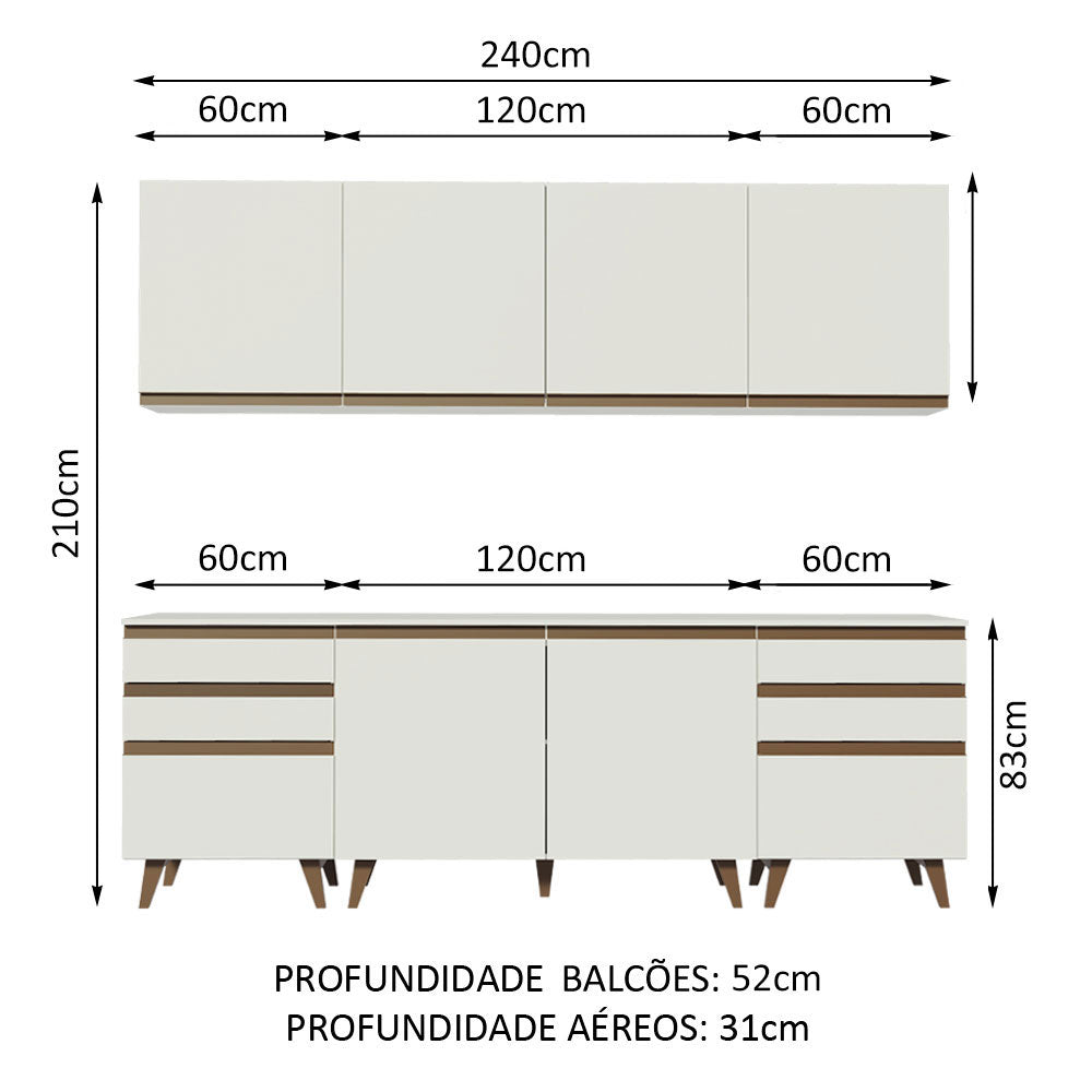 Cocina Integral Reims 2.40 m con Encimera Blanco 02