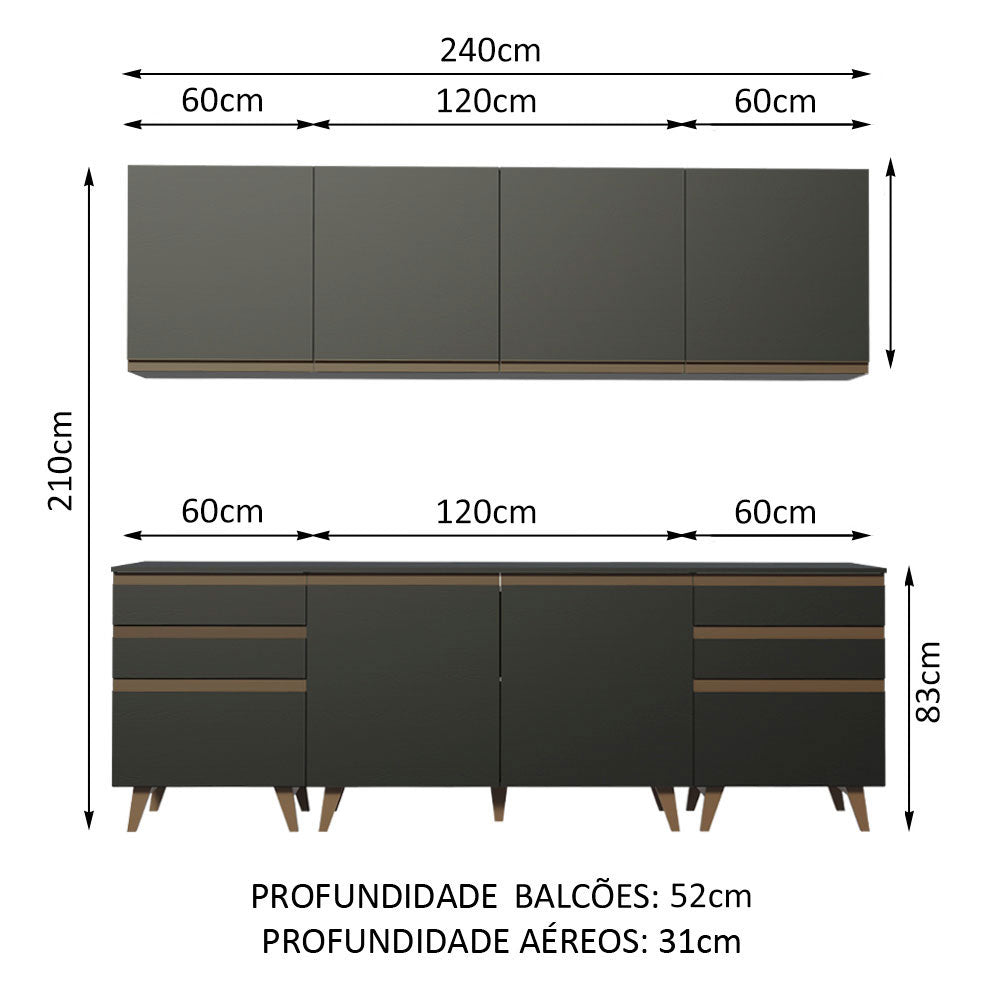 Cocina Integral Reims 2.40 m con Encimera Negro 02