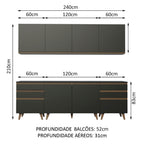 Cocina Integral Reims 2.40 m con Encimera Negro 02