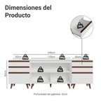 Kit 3 Muebles de Cocina Bajos Reims 2.40 m con Encimera