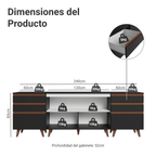 Kit 3 Muebles de Cocina Bajos Reims 2.40 m con Encimera Negro