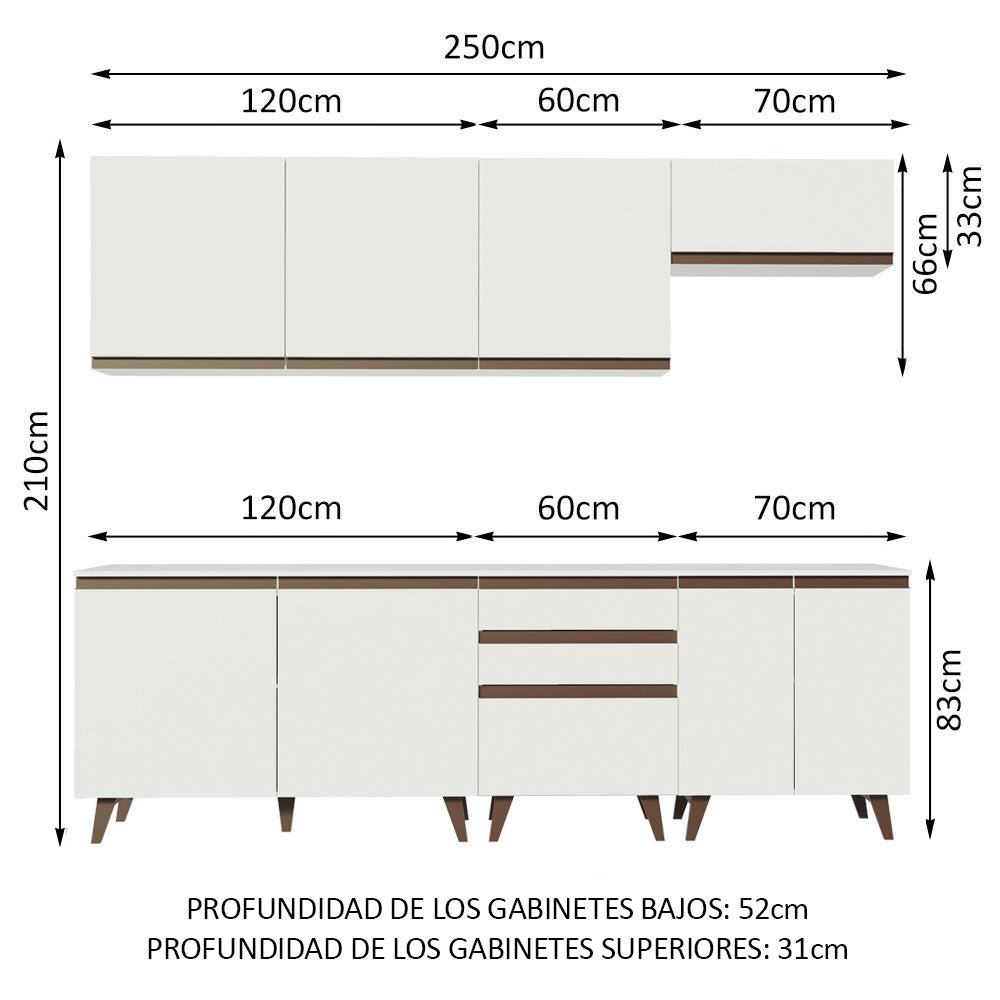 Cocina Integral Reims 2.50 m con Encimera Blanco 01