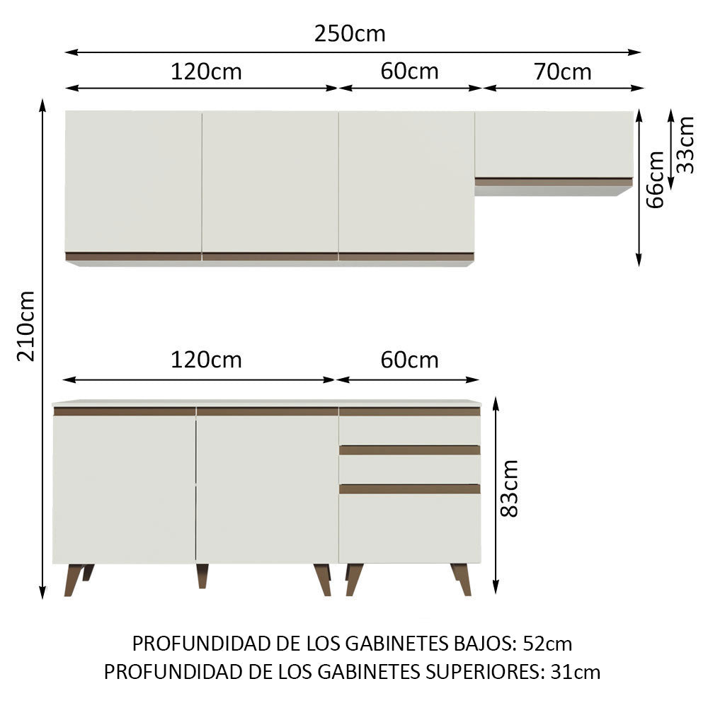 Cocina Integral Reims 2.50 m con Encimera Blanco 02