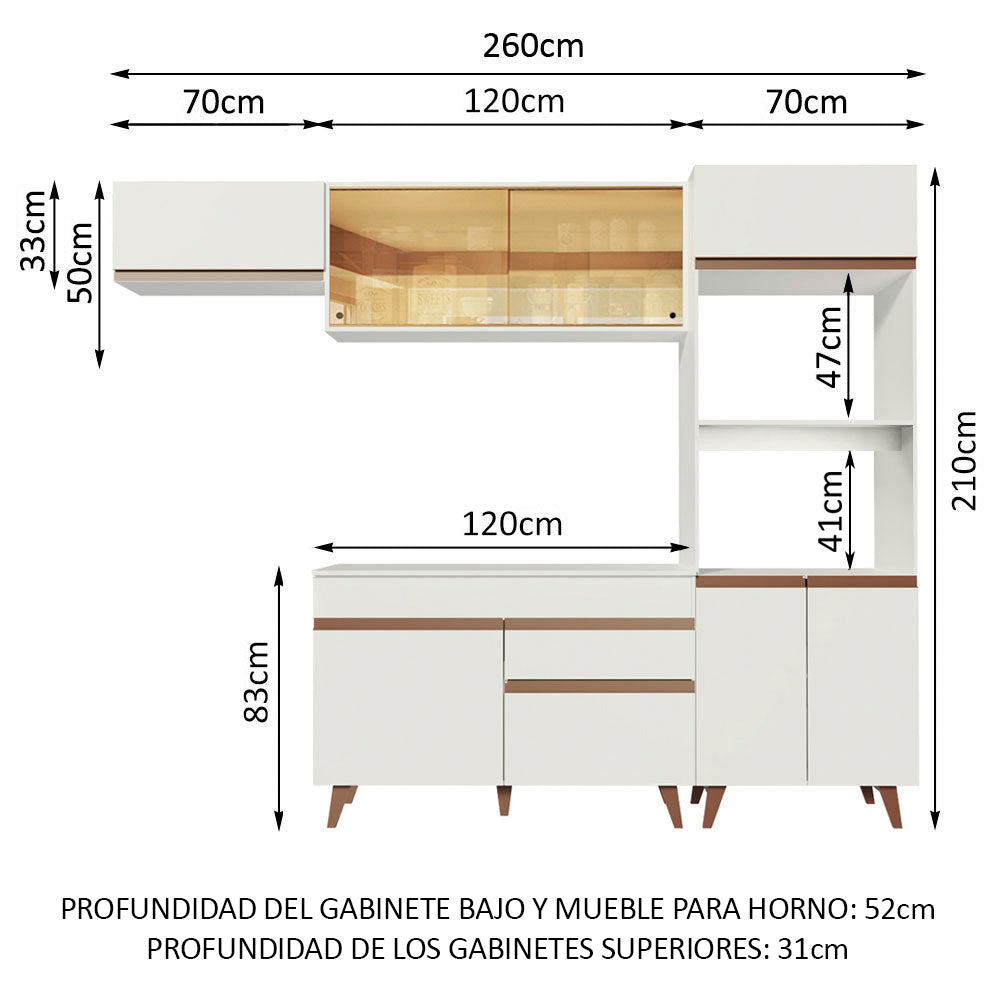 Cocina Integral Reims 2.60 m con Encimera Blanco 01