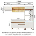 Cocina Integral Reims 2.60 m con Encimera Blanco 01