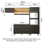 Cocina Integral Reims 2.60 m con Encimera Negro 01
