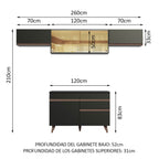 Cocina Integral Reims 2.60 m con Encimera Negro 03