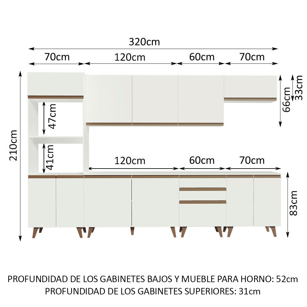 Cocina Integral Reims 3.20 m con Encimera Blanco 02