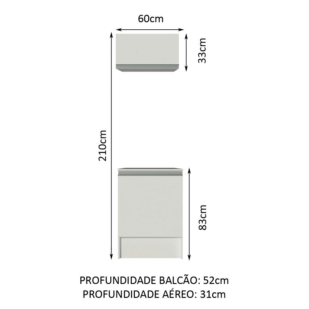 Kit Mueble de Cocina Superior y Mueble Bajo Topazio 60 cm