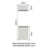 Kit Mueble de Cocina Superior y Mueble Bajo Topazio 60 cm