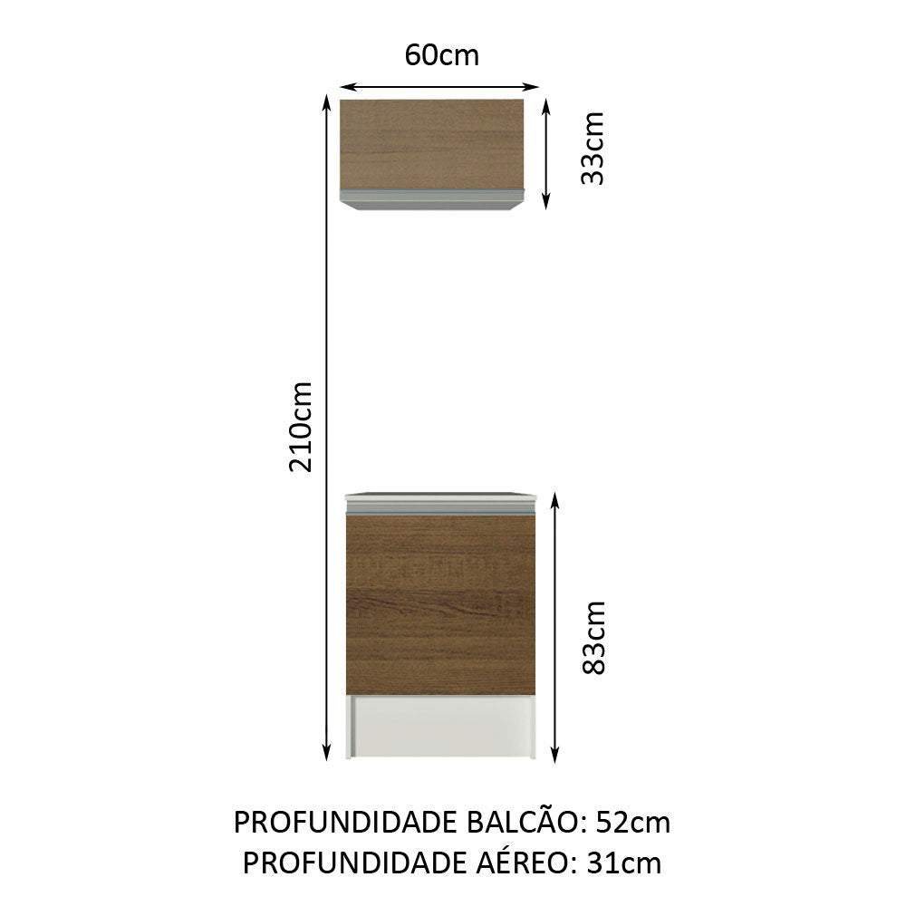 Kit Mueble de Cocina Superior y Mueble Bajo Topazio 60 cm