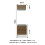 Kit Mueble de Cocina Superior y Mueble Bajo Topazio 60 cm Blanco/Marrón Madesa
