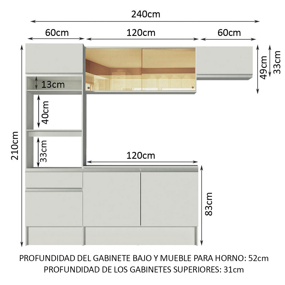 Cocina Integral Diamante 2.40 m con Encimera Blanco 02