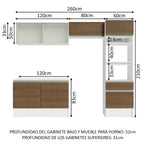 Cocina Integral Topazio 2.60 m con Encimera Blanco/Marrón