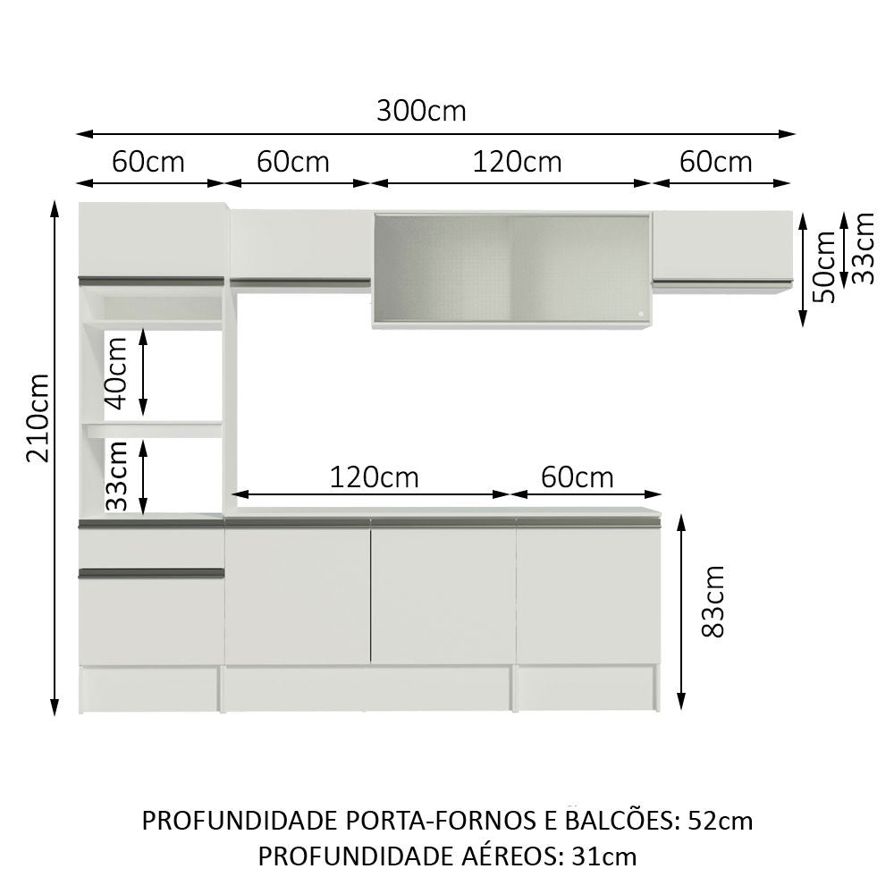 Cocina Integral Topazio 3.00 m con Encimera