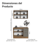 Cocina Integral Vik 1.20 Metros con Encimera Marrón/Gris 01