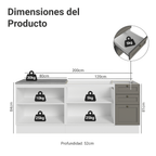 Kit 2 Muebles de Cocina Bajo Vik 2.00 m Blanco/Gris 01