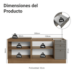 Kit 2 Muebles de Cocina Bajo Vik 2.00 m Marrón/Gris 01