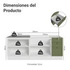 Kit 2 Muebles de Cocina Bajo Vik 2.00 m Blanco/Verde 01