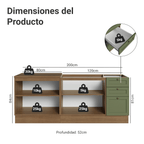 Kit 2 Muebles de Cocina Bajo Vik 2.00 m Marrón/Verde 01