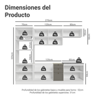 Cocina Integral Vik 2.70 Metros Blanco/Gris 01