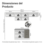 Cocina Integral Vik 2.80 m con Encimera BlancoGris 01