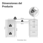 Tocador Maquillador Escritorio Madesa 1 Puerta 3 Cajones