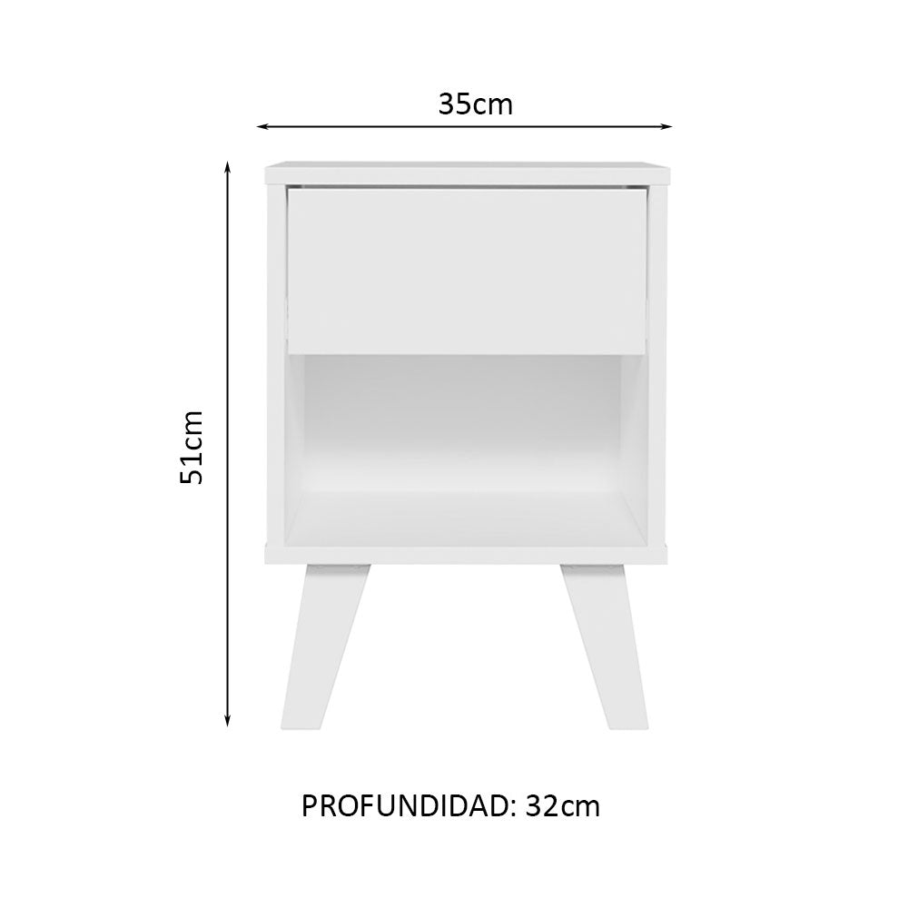 Kit con 2 35 cm Mesitas de Noche Blanco Madesa