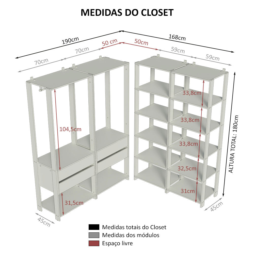 Closet Modulado Abierto Valencia 358 cm 03