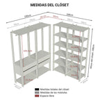 Clóset Modulado Abierto Valencia 4 Cajones 14 Niveles 180 cm x 258 cm x 45 cm Marrón/Negro 03