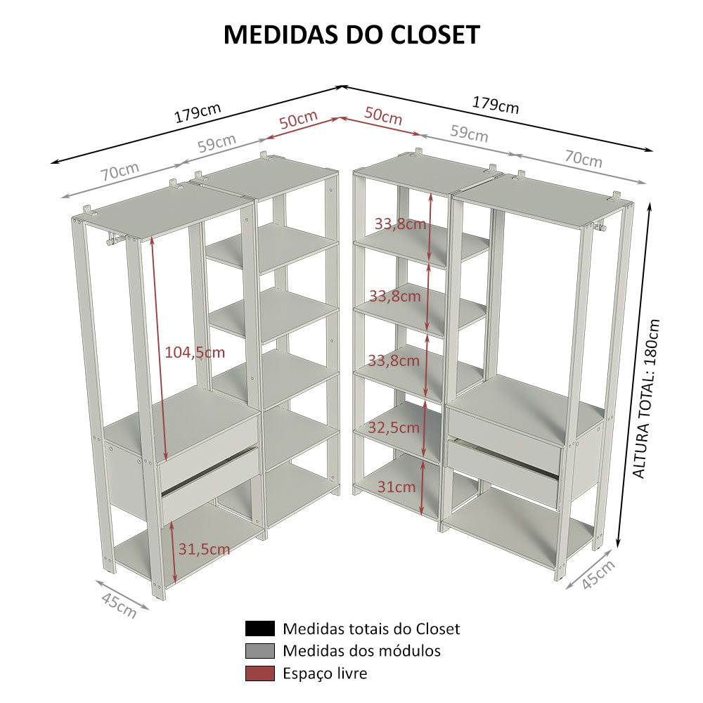 Closet Modulado Abierto Valencia 358 cm 04