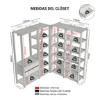 Clóset Modulado Abierto Valencia 2 Cajones 17 Niveles 180 cm x 337 cm x 45 cm Marrón/Negro 05