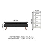 Centro de Entretenimiento para TV Londres + Mueble Estante Librero NegroBlanco